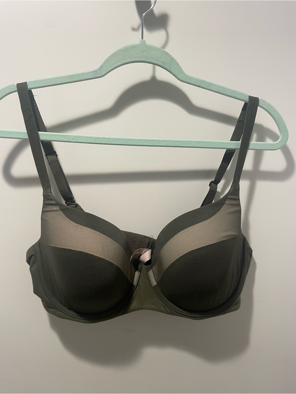 Victoria's Secret Olive Green Underwire Bra with Sheer Panels